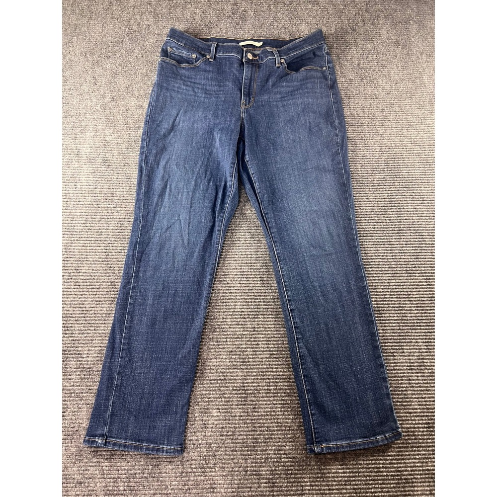Levis Classic Straight Leg Jeans Womens 14 Dark Wash Denim Blue Mid Rise